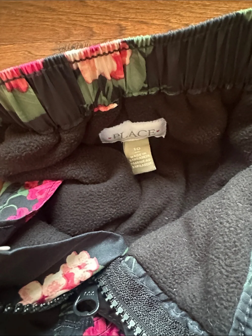 Ski jacket and pants set (black with pink flowers) - Children’s place